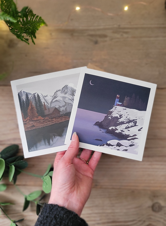 - Greetings card pack of 2 - Winter by the water